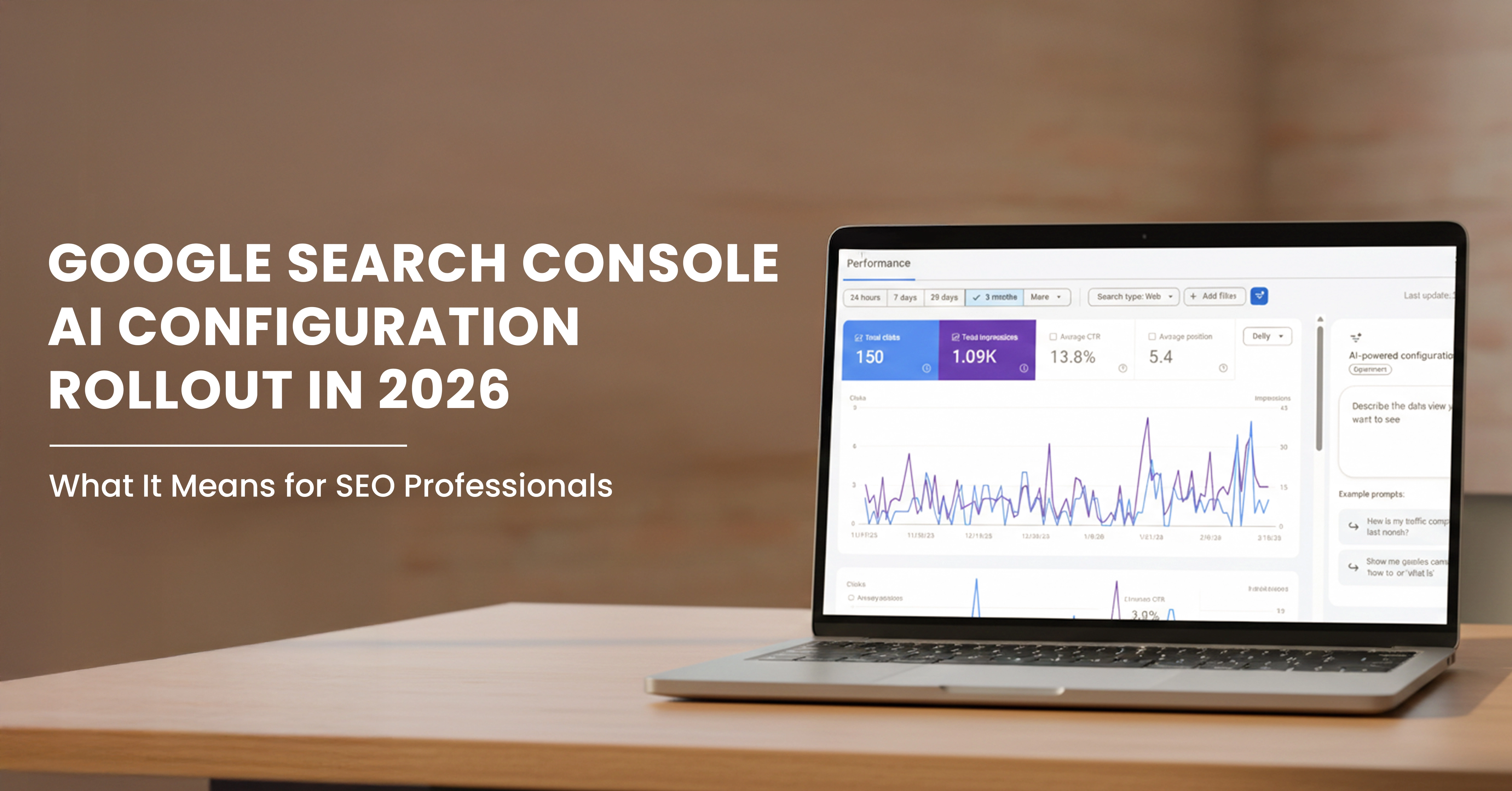 Google Search Console AI Configuration dashboard showing AI-enhanced search metrics