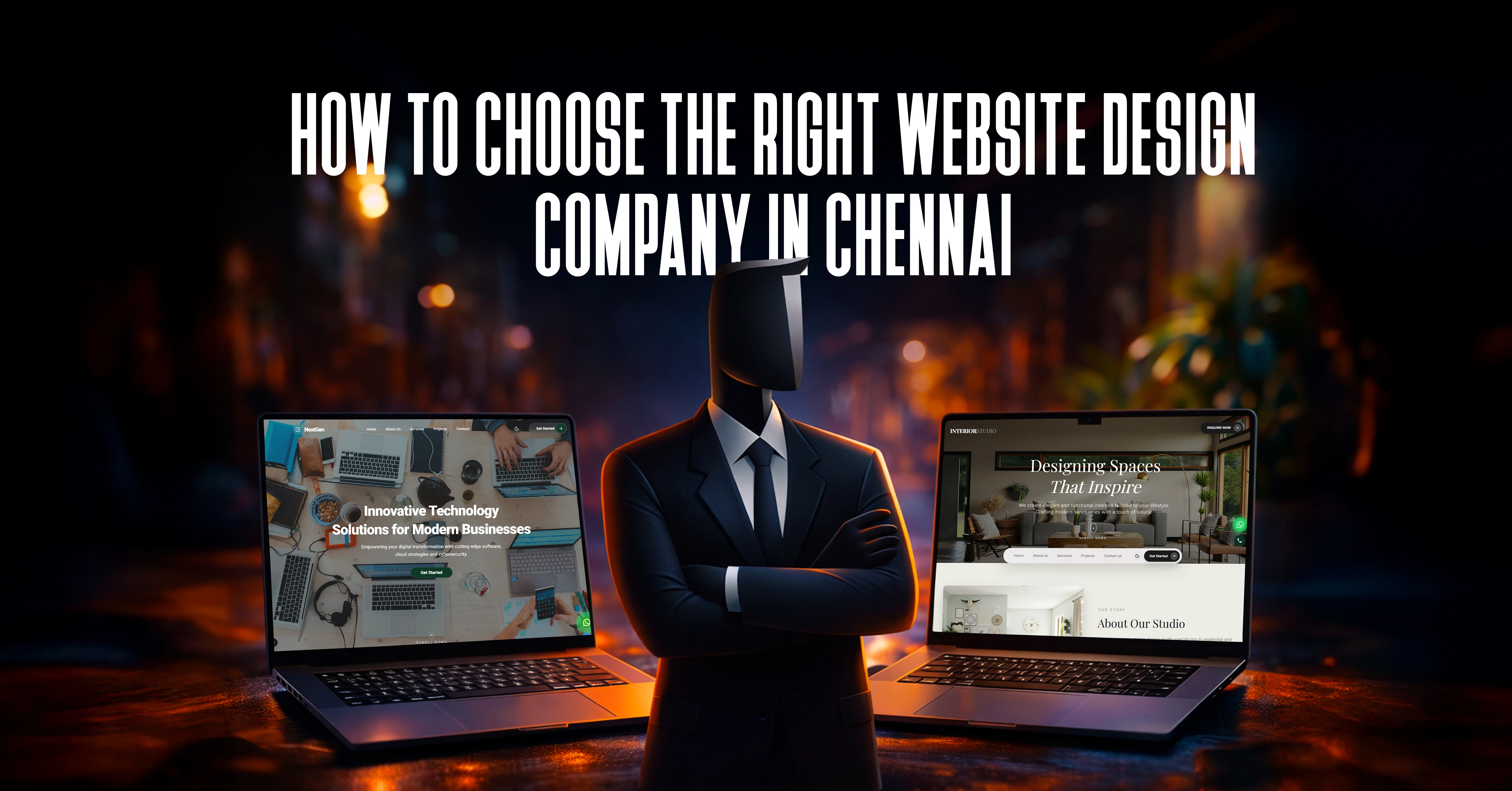 Clean and professional laptop mockup showing a modern business website designed by a website design company in Chennai