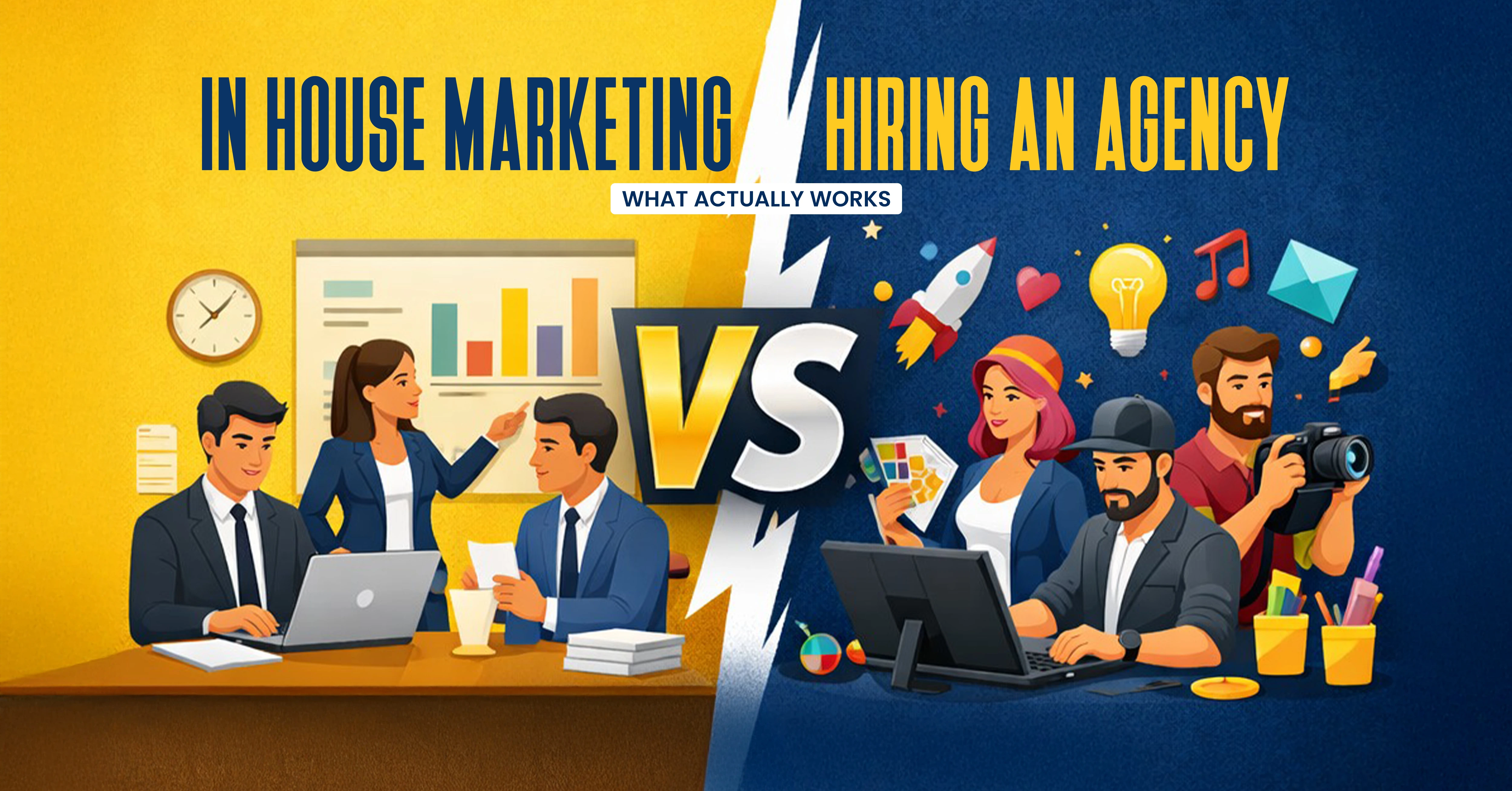In-house marketing vs digital marketing agency comparison for business growth, cost and scalability