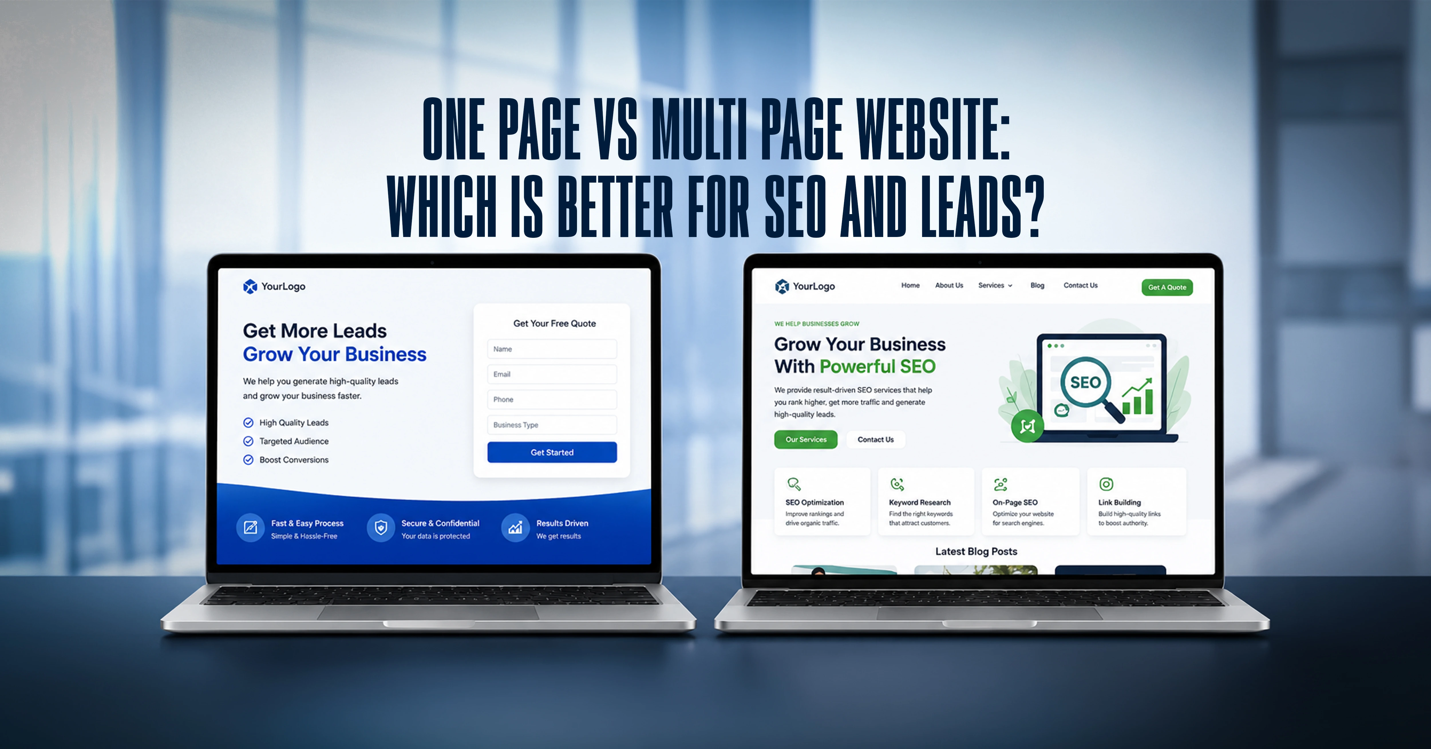 One-page vs multi-page website comparison for SEO and lead generation - BRAND 360s Chennai