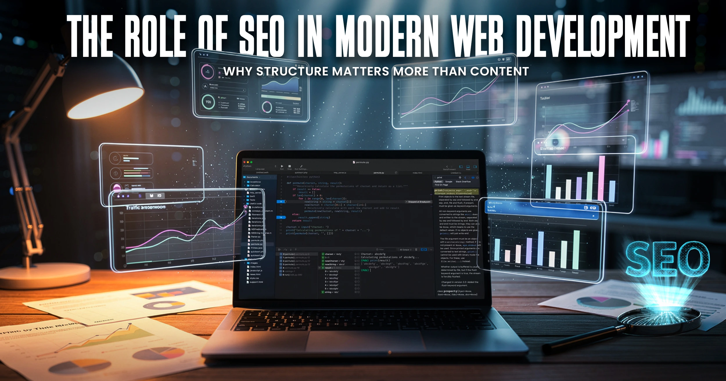 Modern SEO website architecture structure with internal linking strategy and technical SEO development