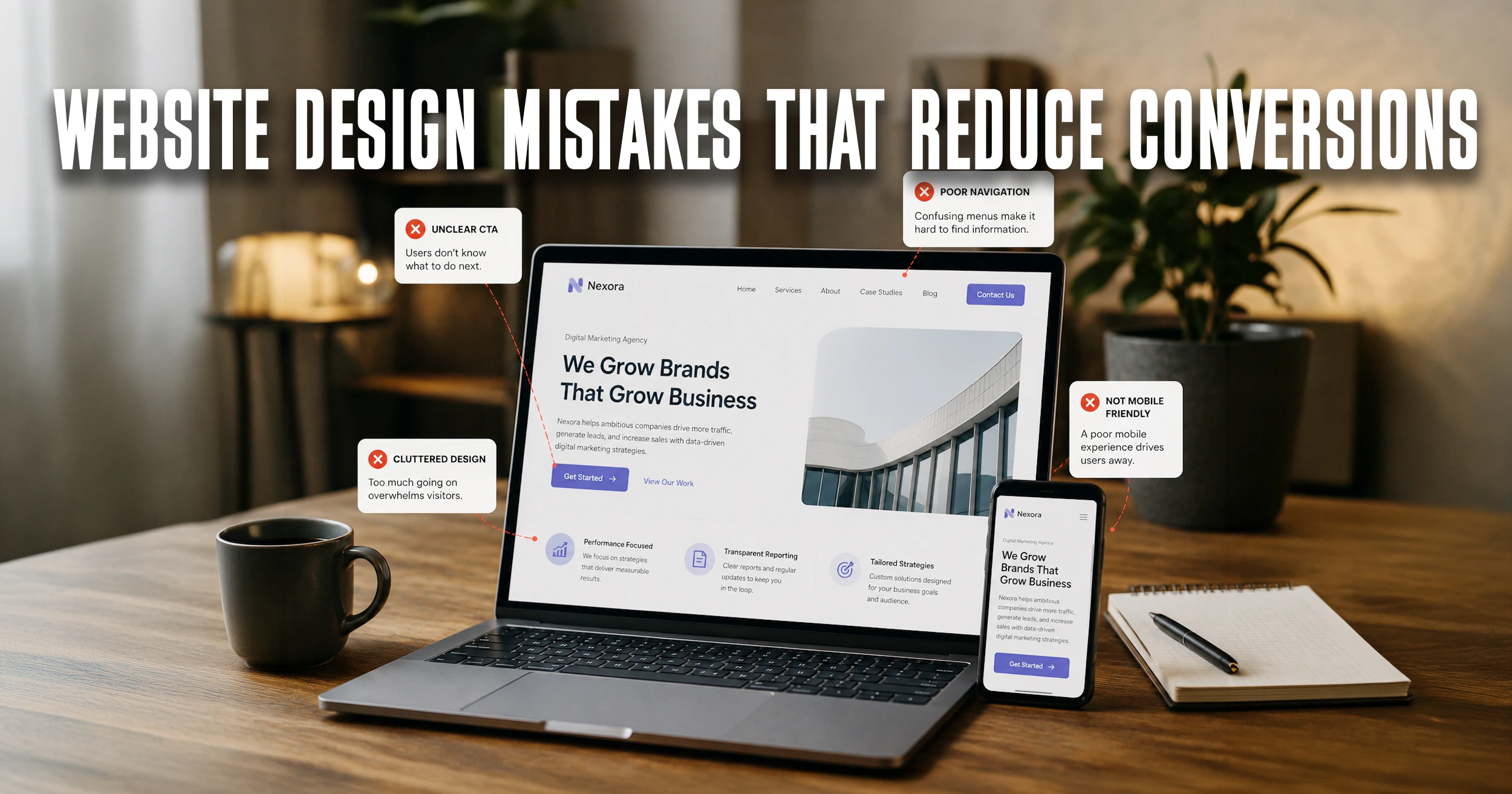 Website design mistakes that reduce conversions and cost businesses leads and enquiries - BRAND 360s Chennai